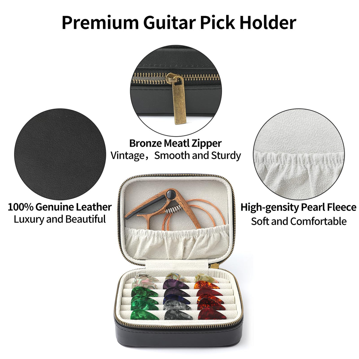 Leather Guitar Pick Case Holder Box C98136