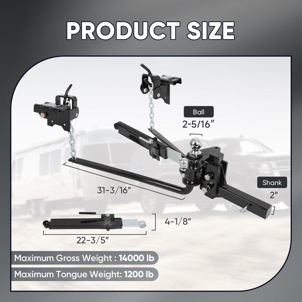 Weight Distribution Hitch with Sway Control 14000lbs 2-in Shank F3558