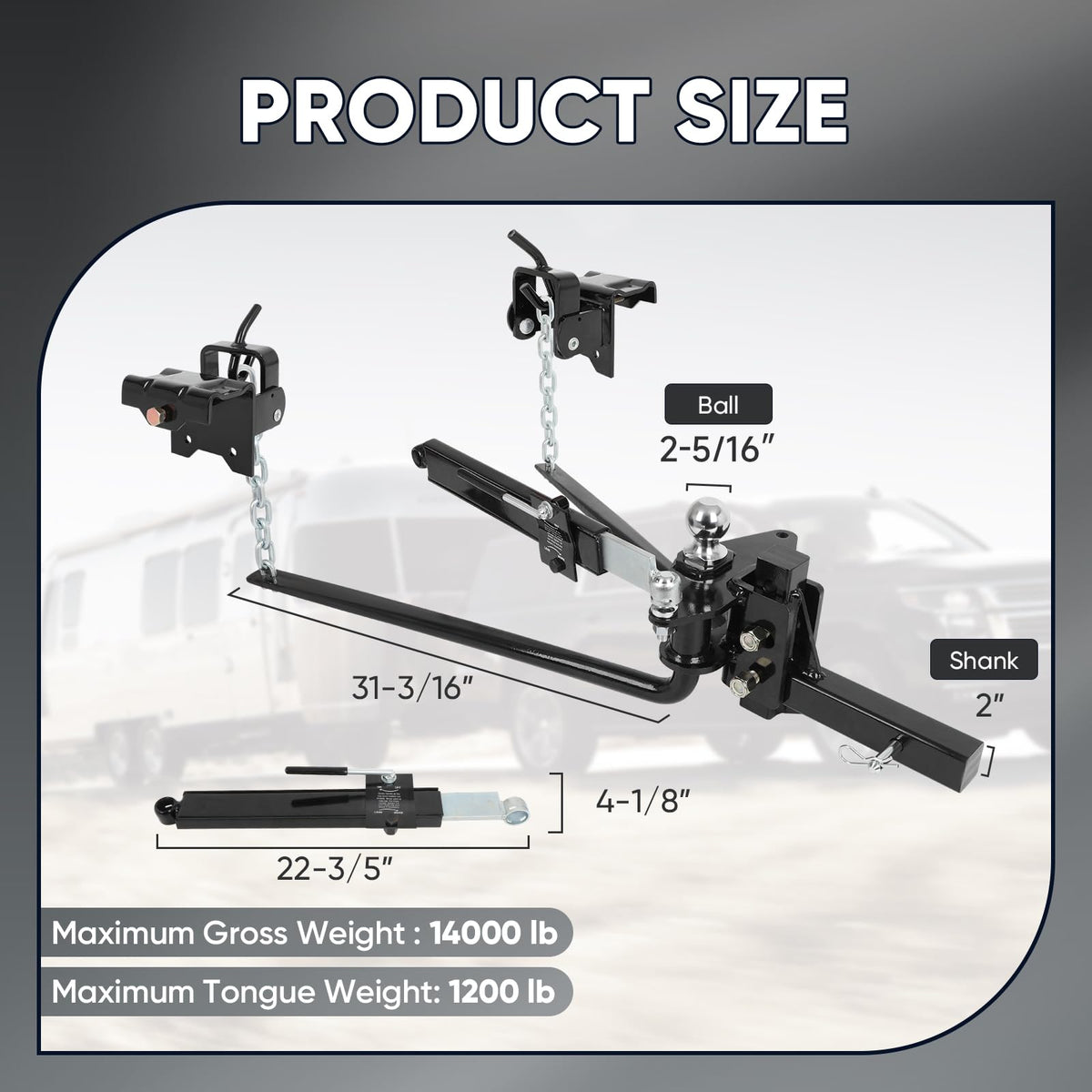 Weight Distribution Hitch with Sway Control 14000lbs 2-in Shank F3558
