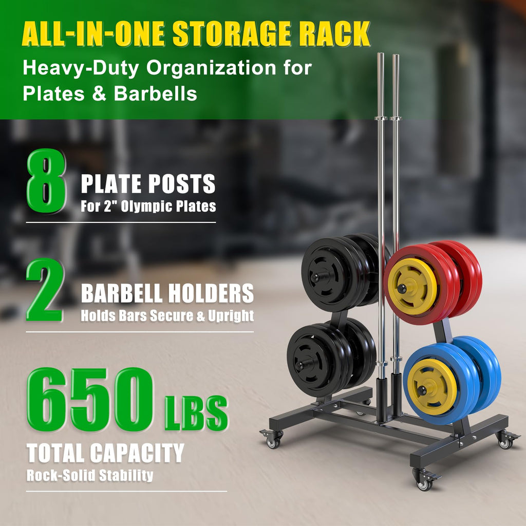 2" Olympic Weight Plate Tree Rack and Barbell Holders W717