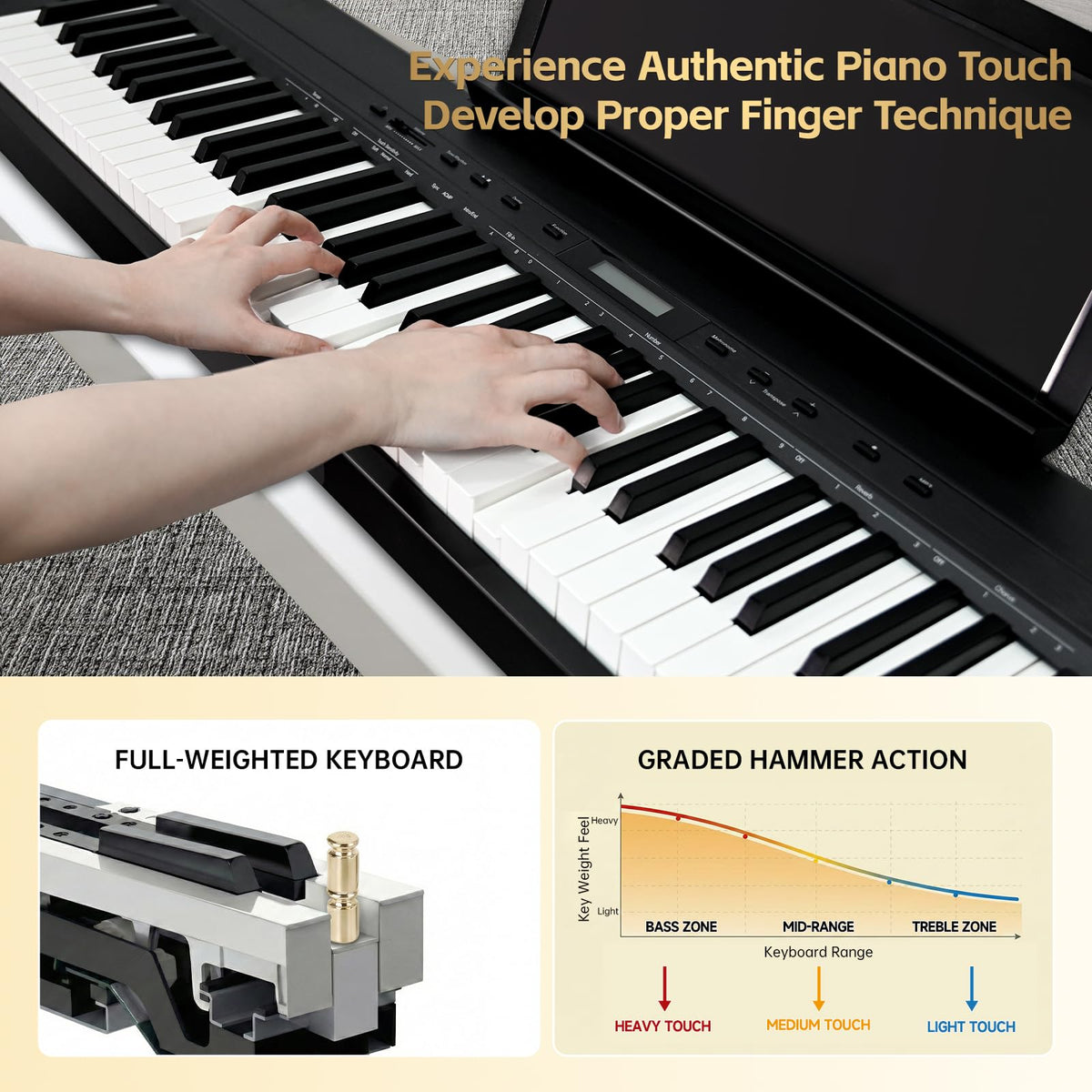 88 Key Weighted Digital Piano with Graded Hammer Action S838