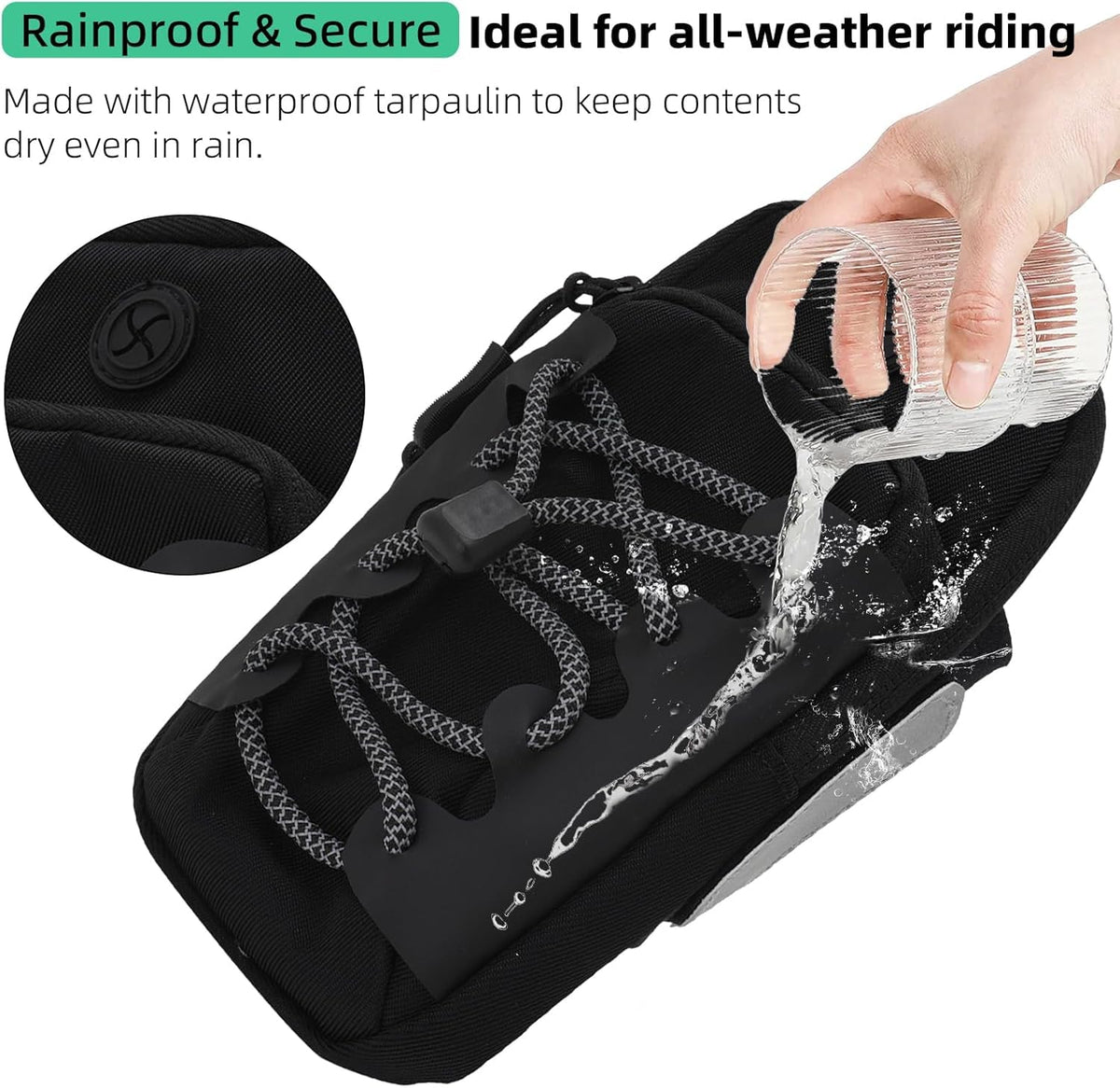 Black Motorcycle Front Frame Bag V144421