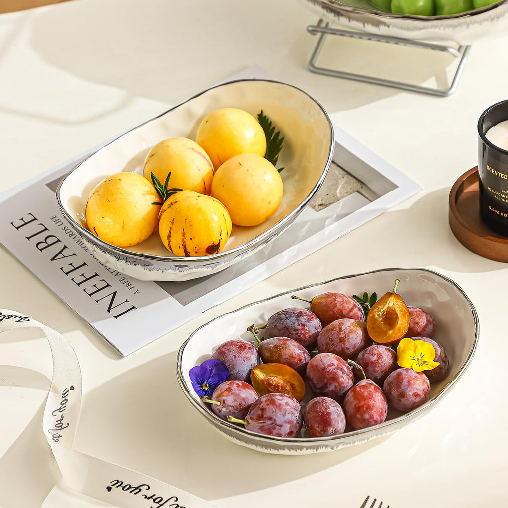 3 Tier Ceramic Fruit Bowl with Metal Stand I424796