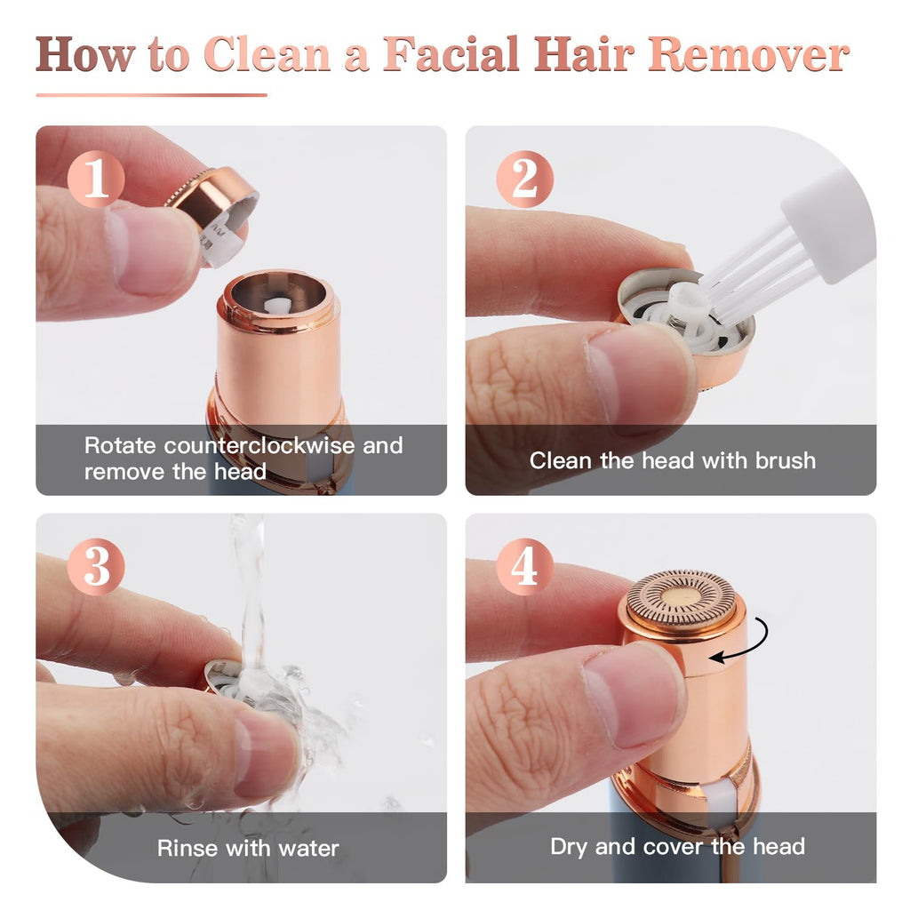 USB Rechargeable Facial Hair Remover with 2 Extra Heads D3584