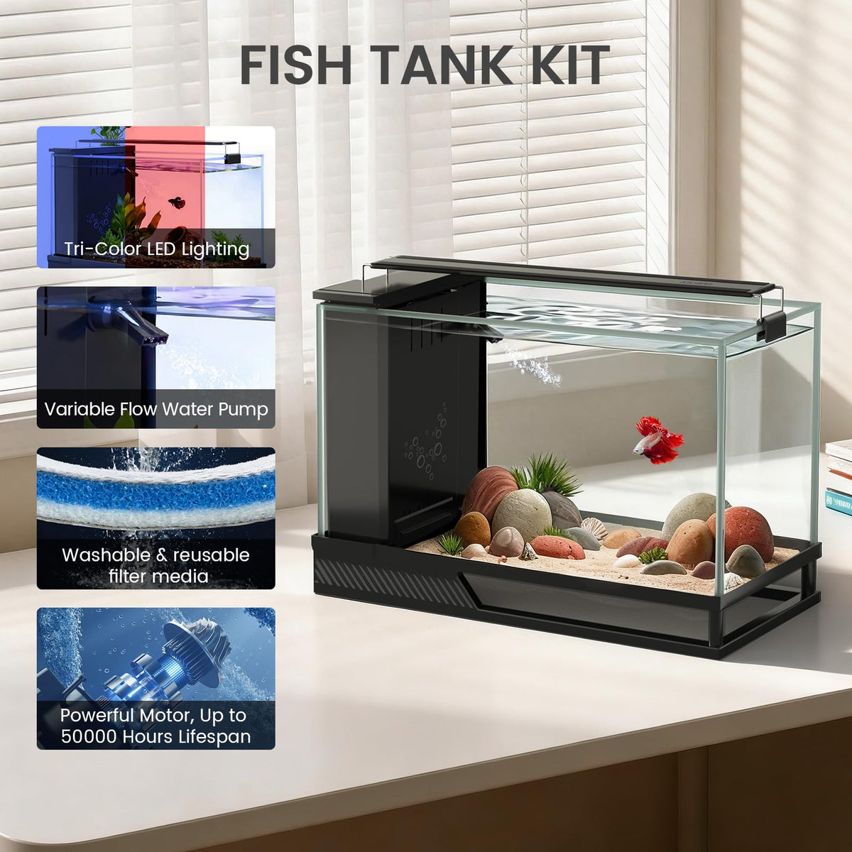 4 Gallon Aquarium Kit with Bottom Drainage L18989