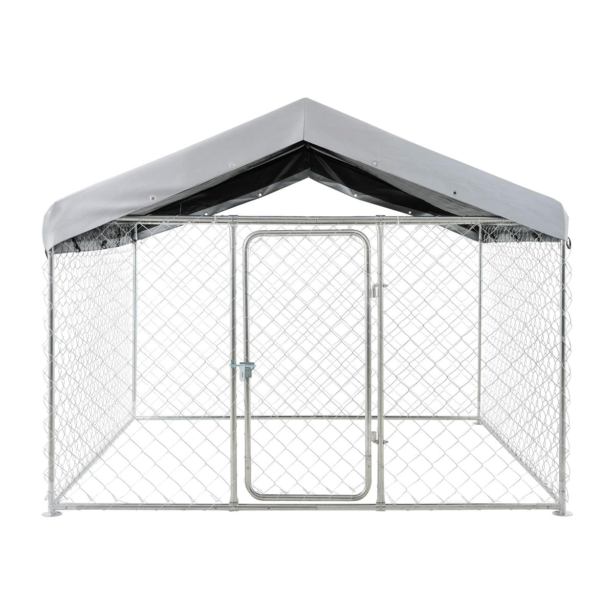 Outdoor Dog Kennel, 6.56 x 6.56 x 5.25 ft with UV-Resistant & Waterproof Roof Cover E451
