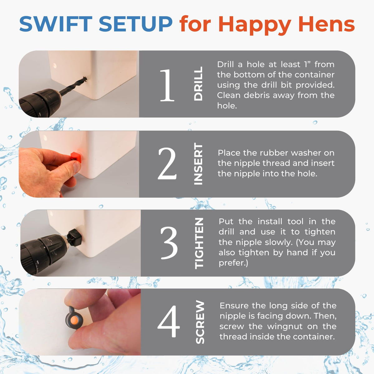Orange Pack of 15 Chicken Nipple Waterer S4541