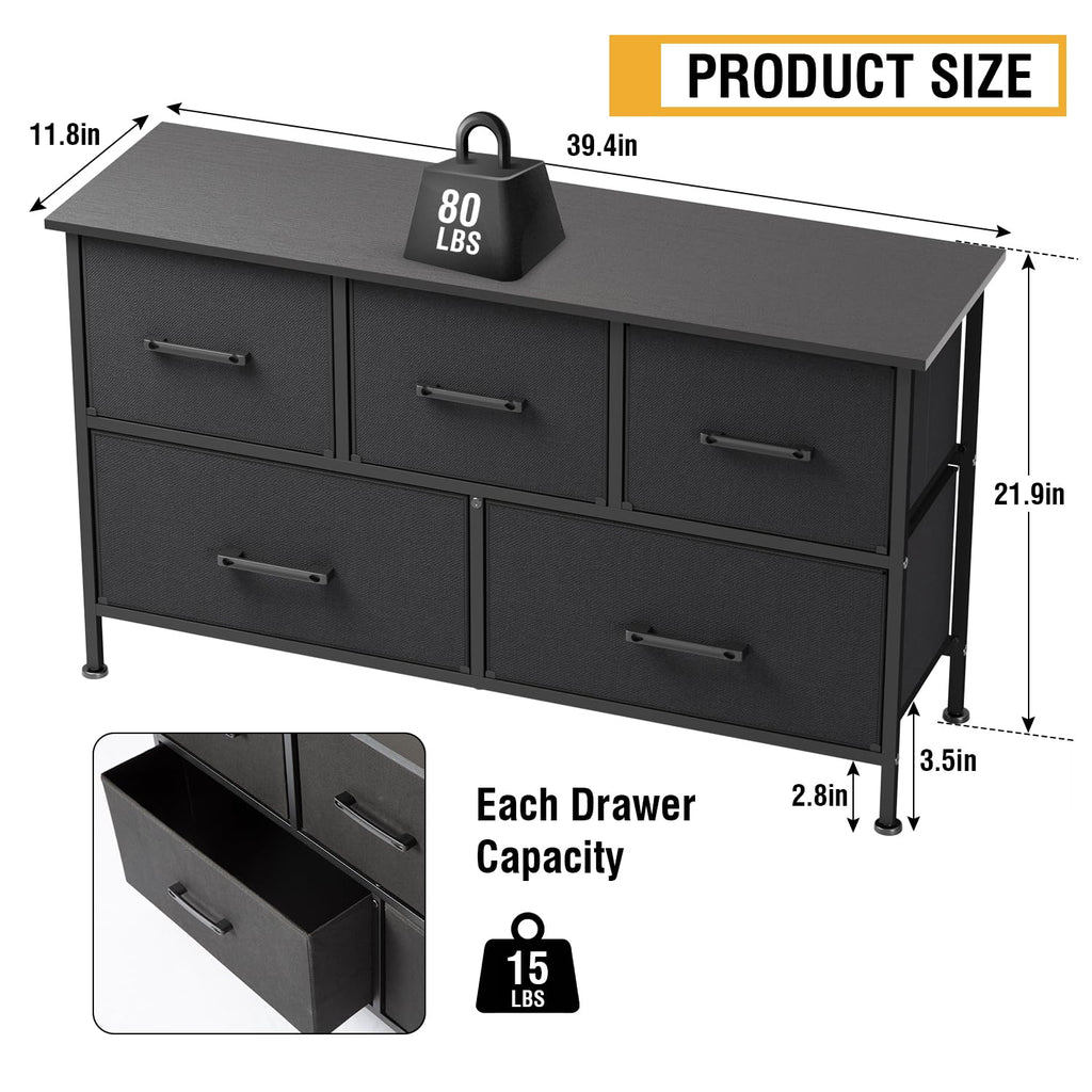 5 Drawer Fabric Dresser Y150172