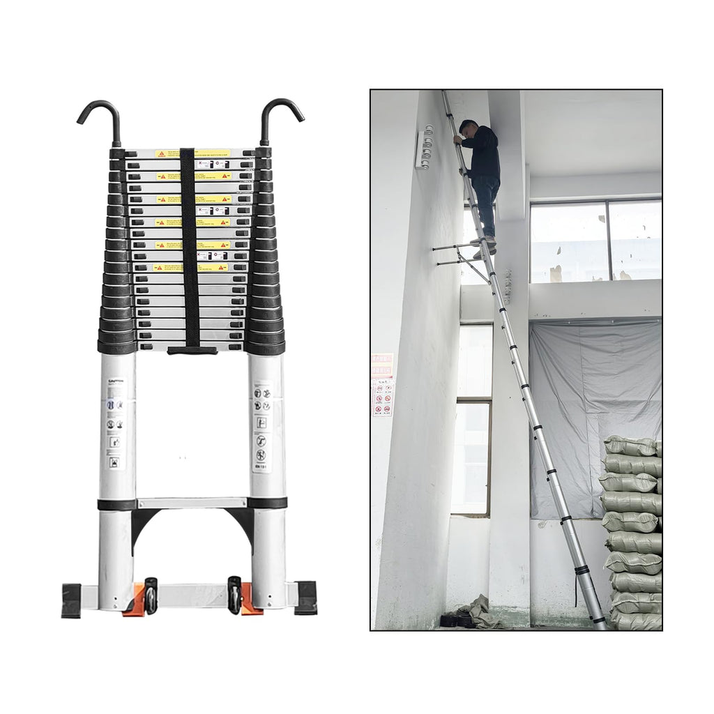 Telescoping Ladder 24.6 FT Heavy Duty Silver G33329