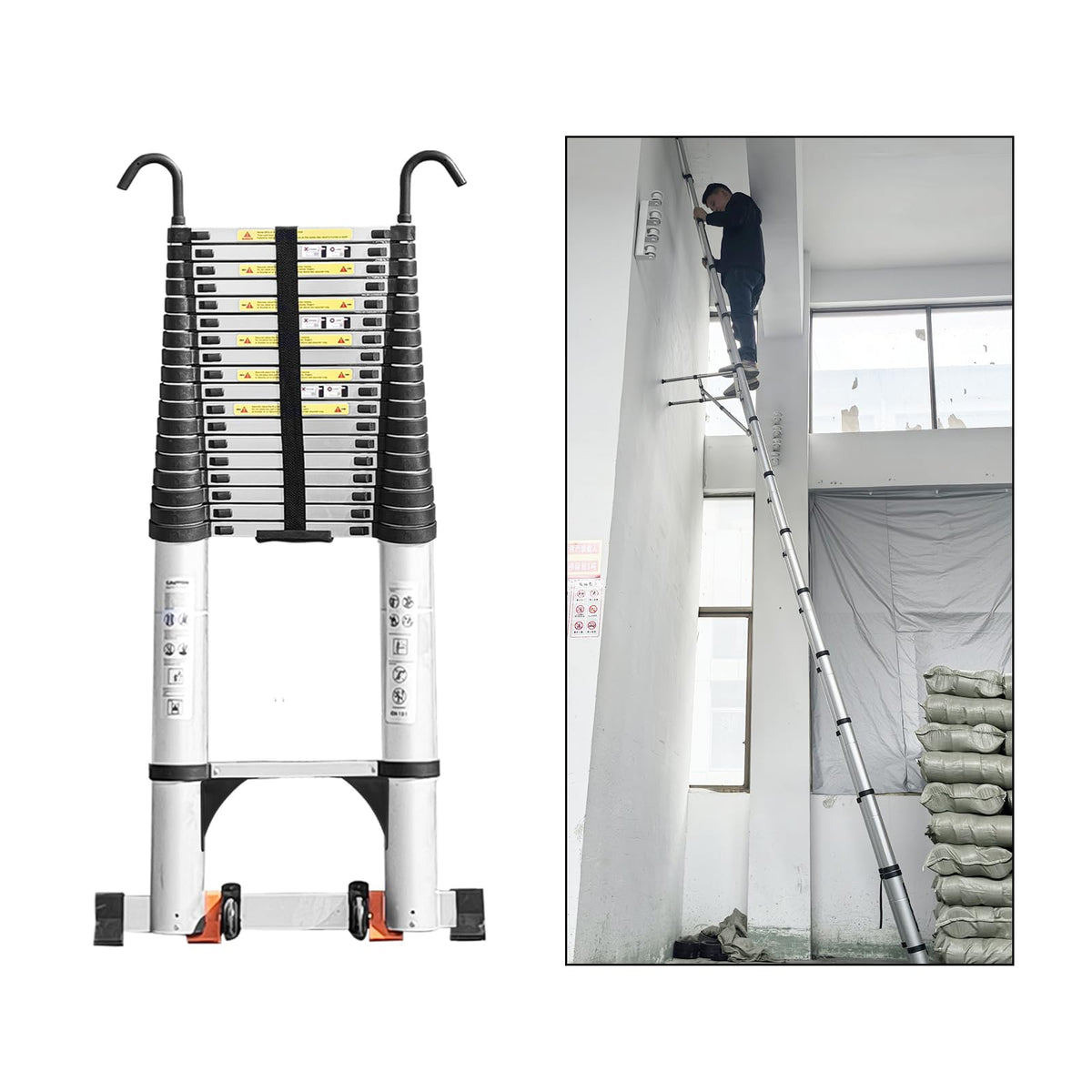 Telescoping Ladder 24.6 FT Heavy Duty Silver G33329