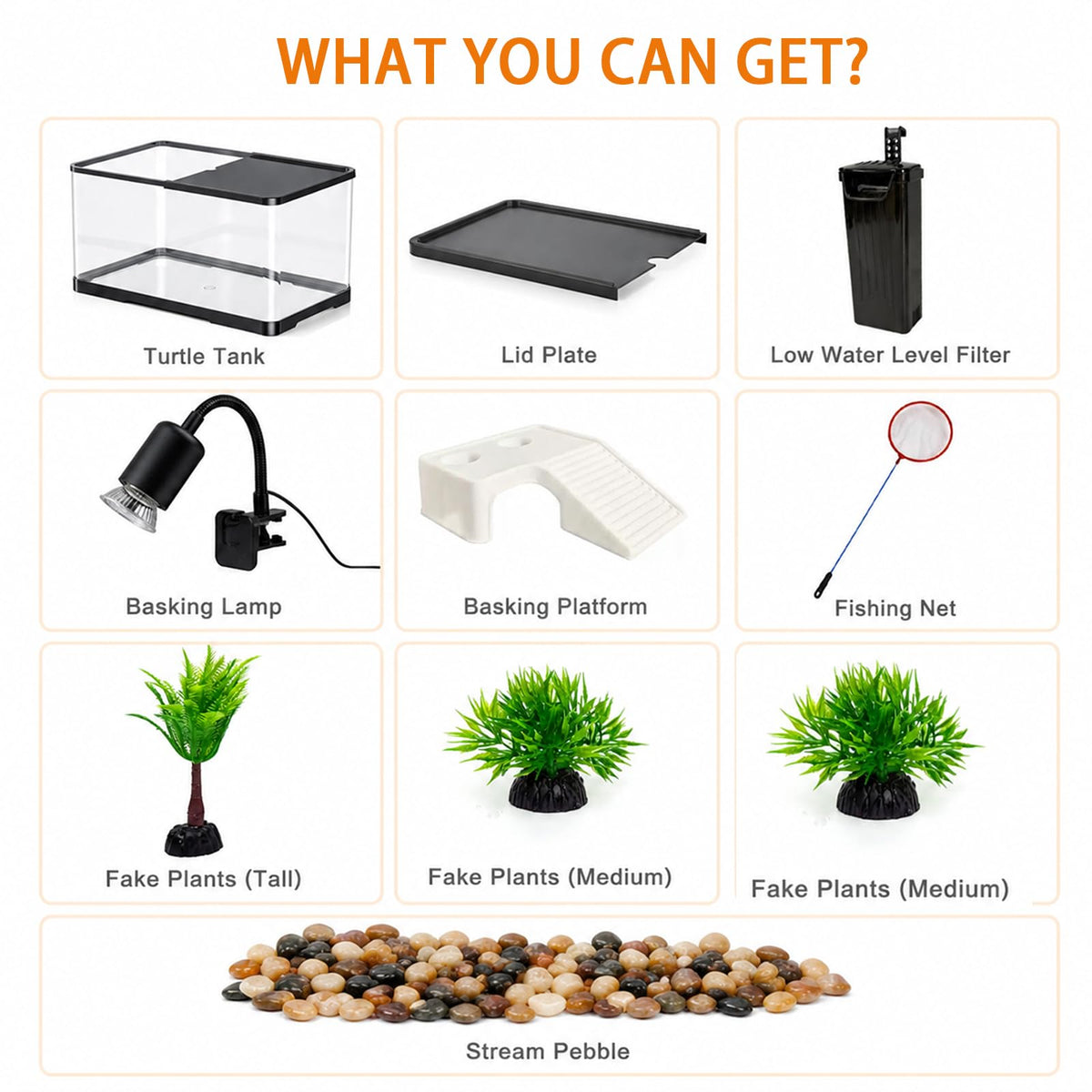 Acrylic Aquarium Starter Kit with UVB/UVA Lamp, Filter, Basking Platform & Lid Y138522