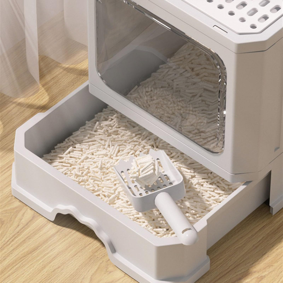 Foldable Cat Litter Box with Lid and Scoop E415