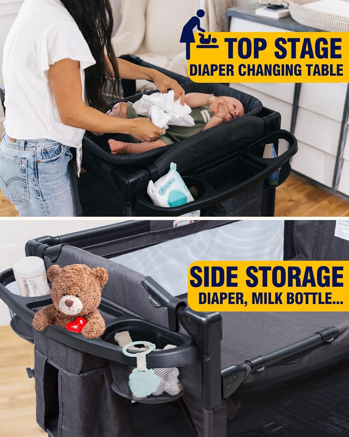4-in-1 Baby Bassinet Bedside Sleeper Playard Changing Table A40876