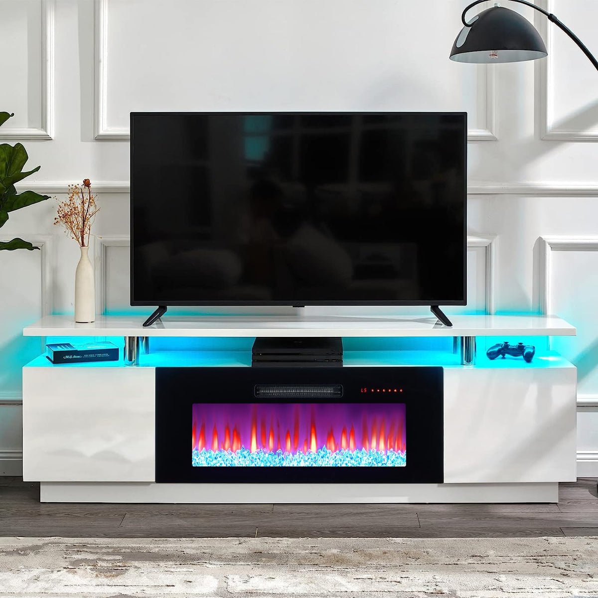 70" High-Gloss TV Stand with 36" Electric Fireplace R52649