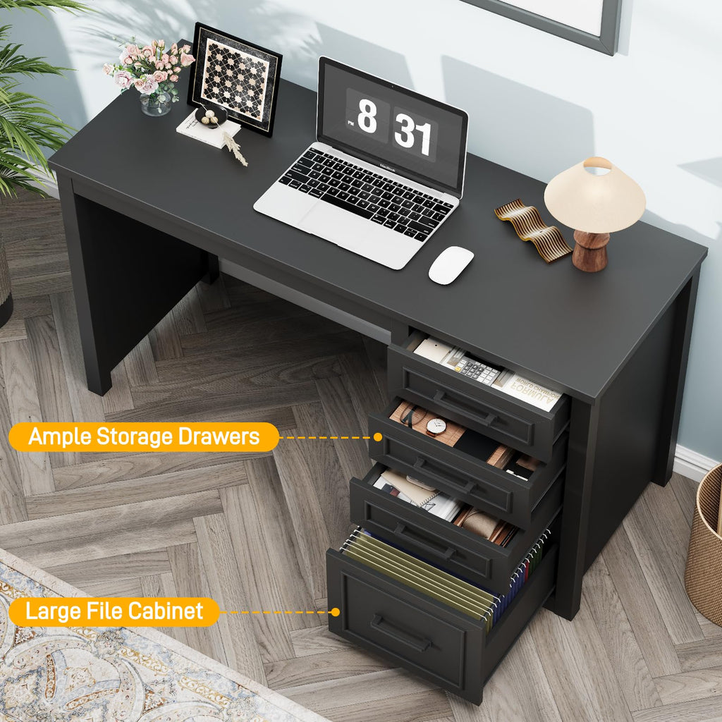 Black Executive Desk with File Drawer J731908