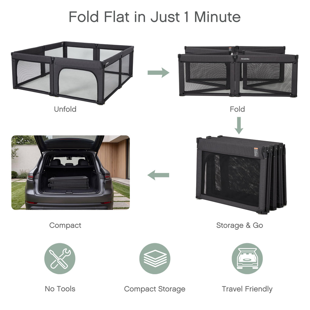 Foldable Adjustable 8-Panel Baby Playpen with Mesh O6508
