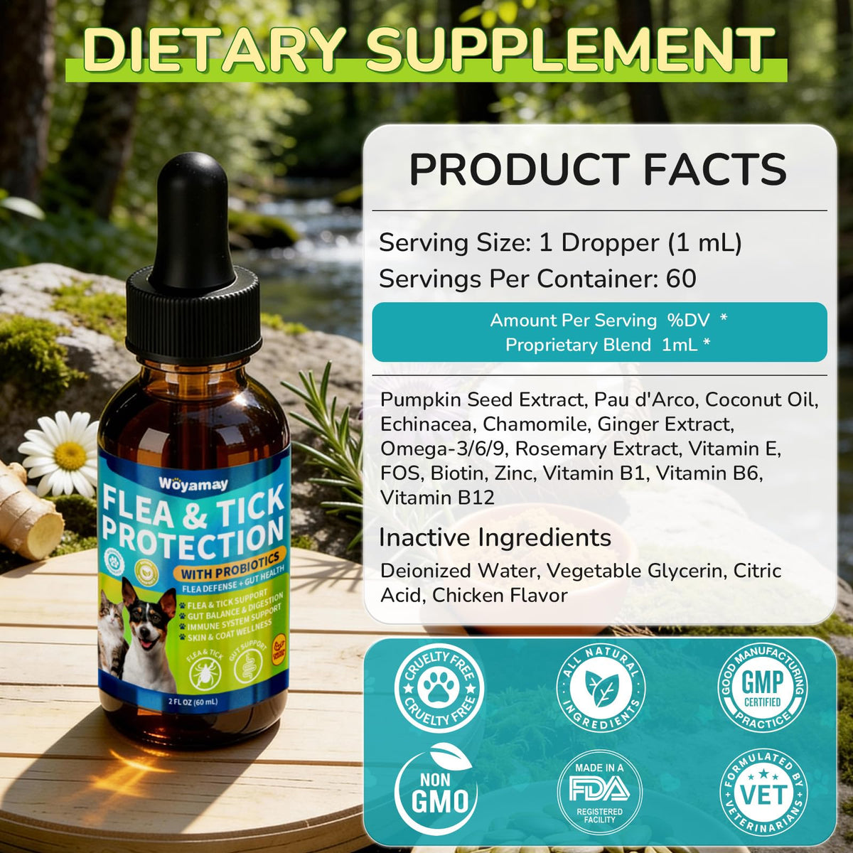 Flea and Tick Prevention Drops with Probiotics H881
