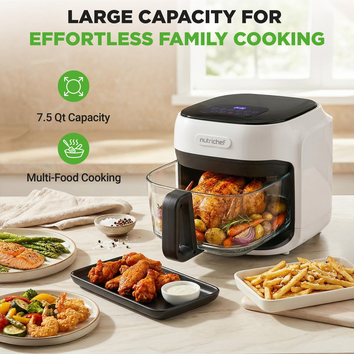 7.5 Quart Air Fryer with 6 Preset Cooking Modes A343773