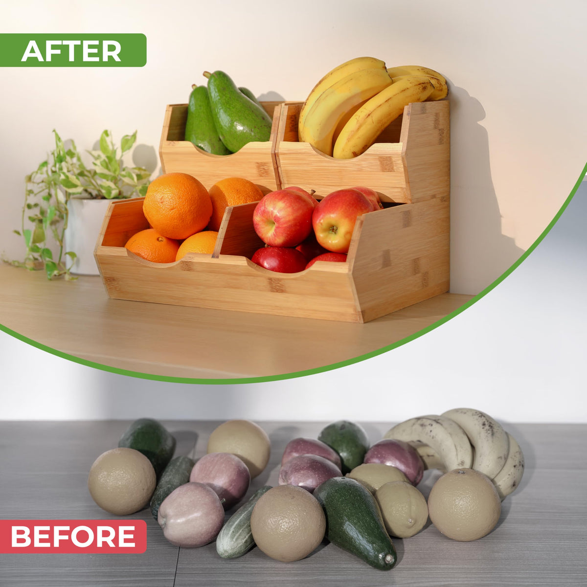 Bamboo Stackable Pantry Storage Bins Set of 3 P9716