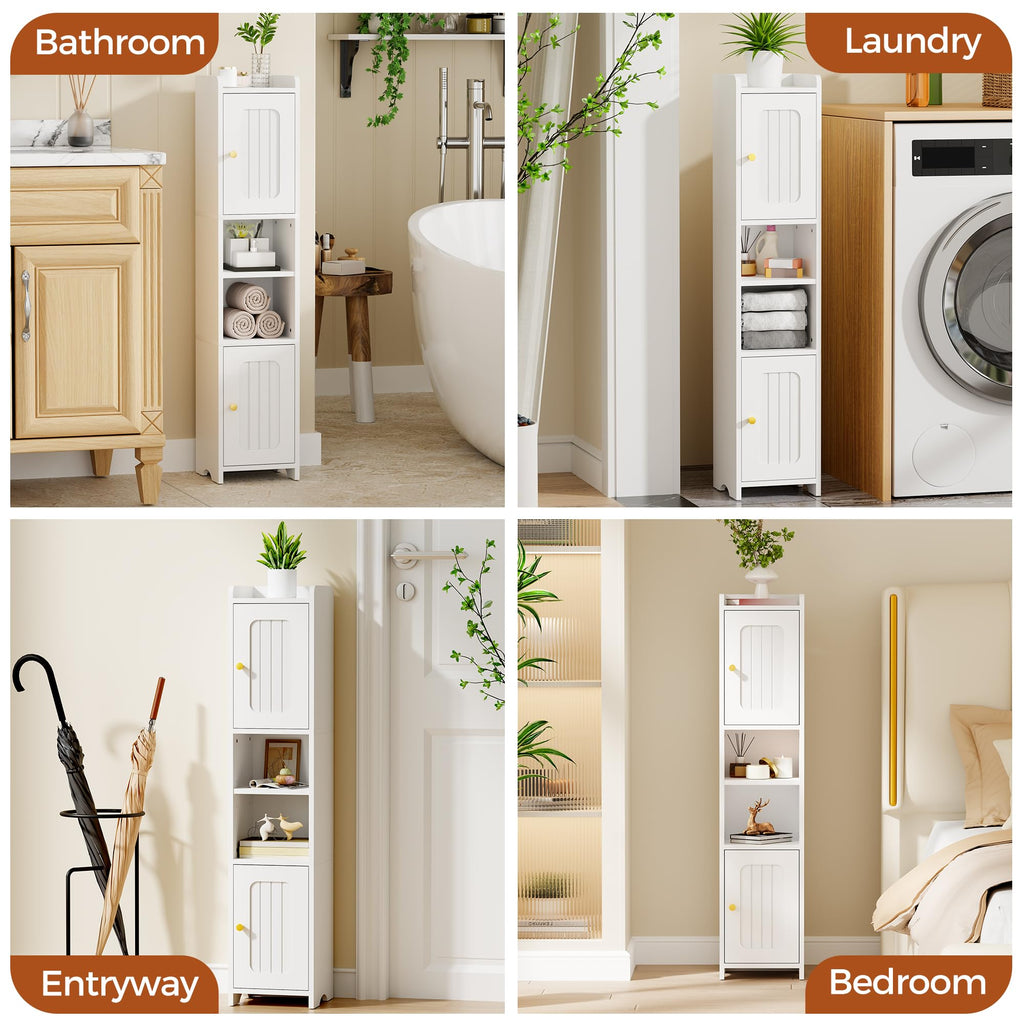 Slim Bathroom Storage Cabinet with 2 Doors and Adjustable Shelf Z633000