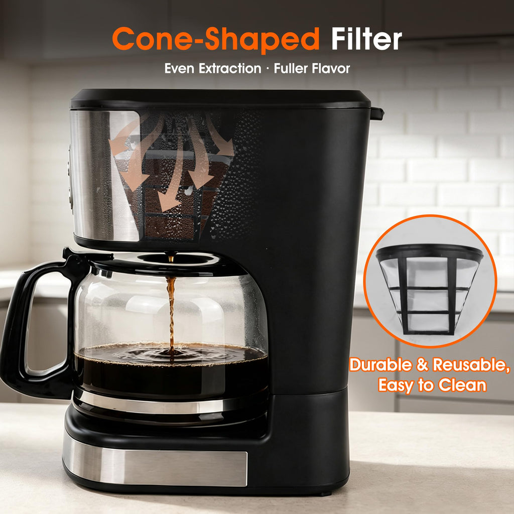 Black Stainless Steel Programmable Coffee Maker D634821