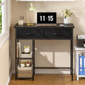 Black Small Writing Desk with 2 Drawers and Storage Shelf J28259