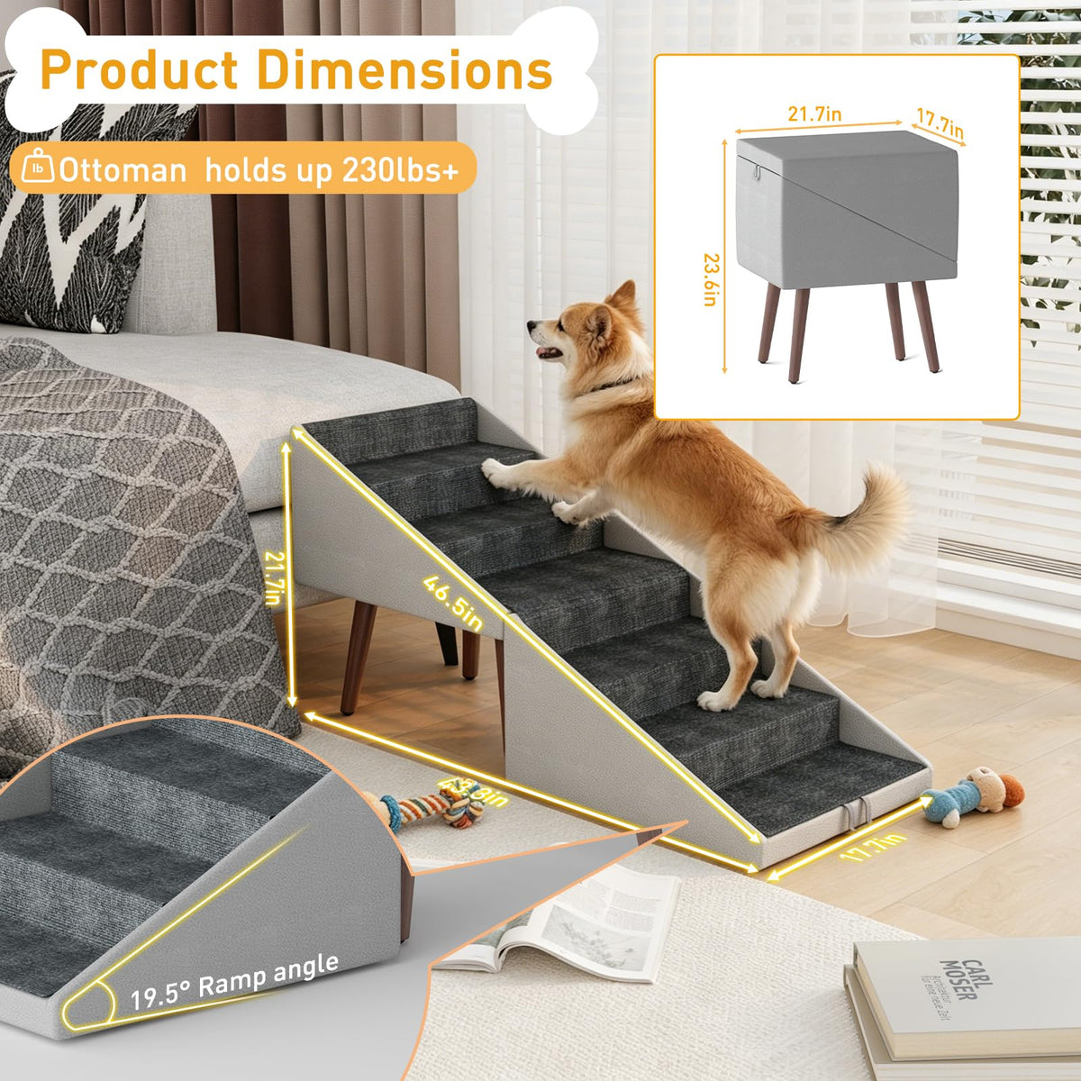 2-in-1 Foldable Dog Stairs and Ramp N45029