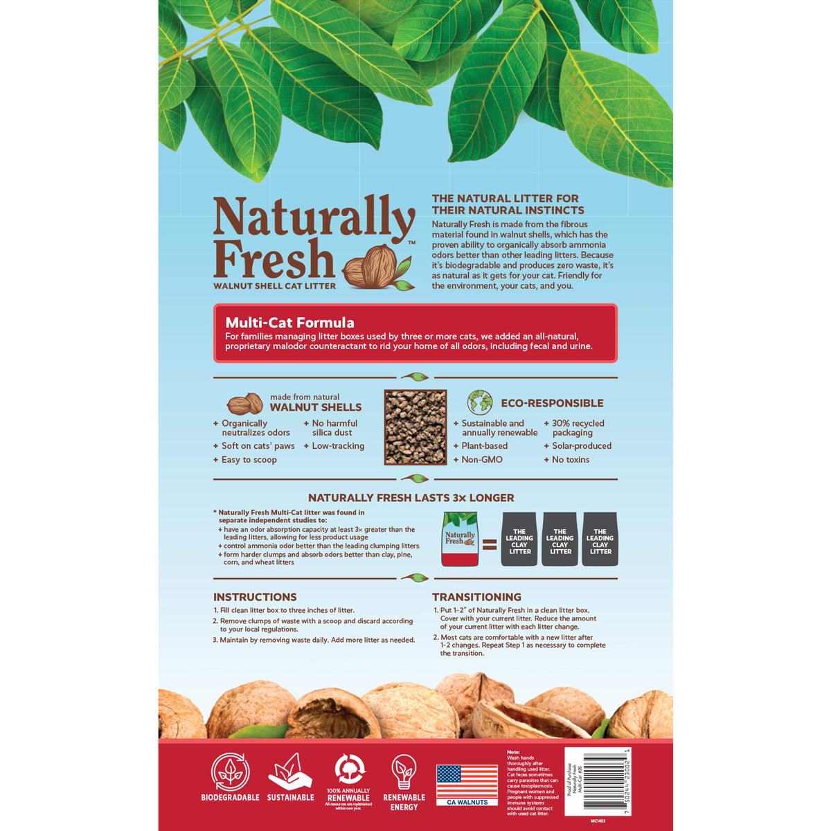 Unscented Walnut Shell Cat Litter 26 Lbs F373590