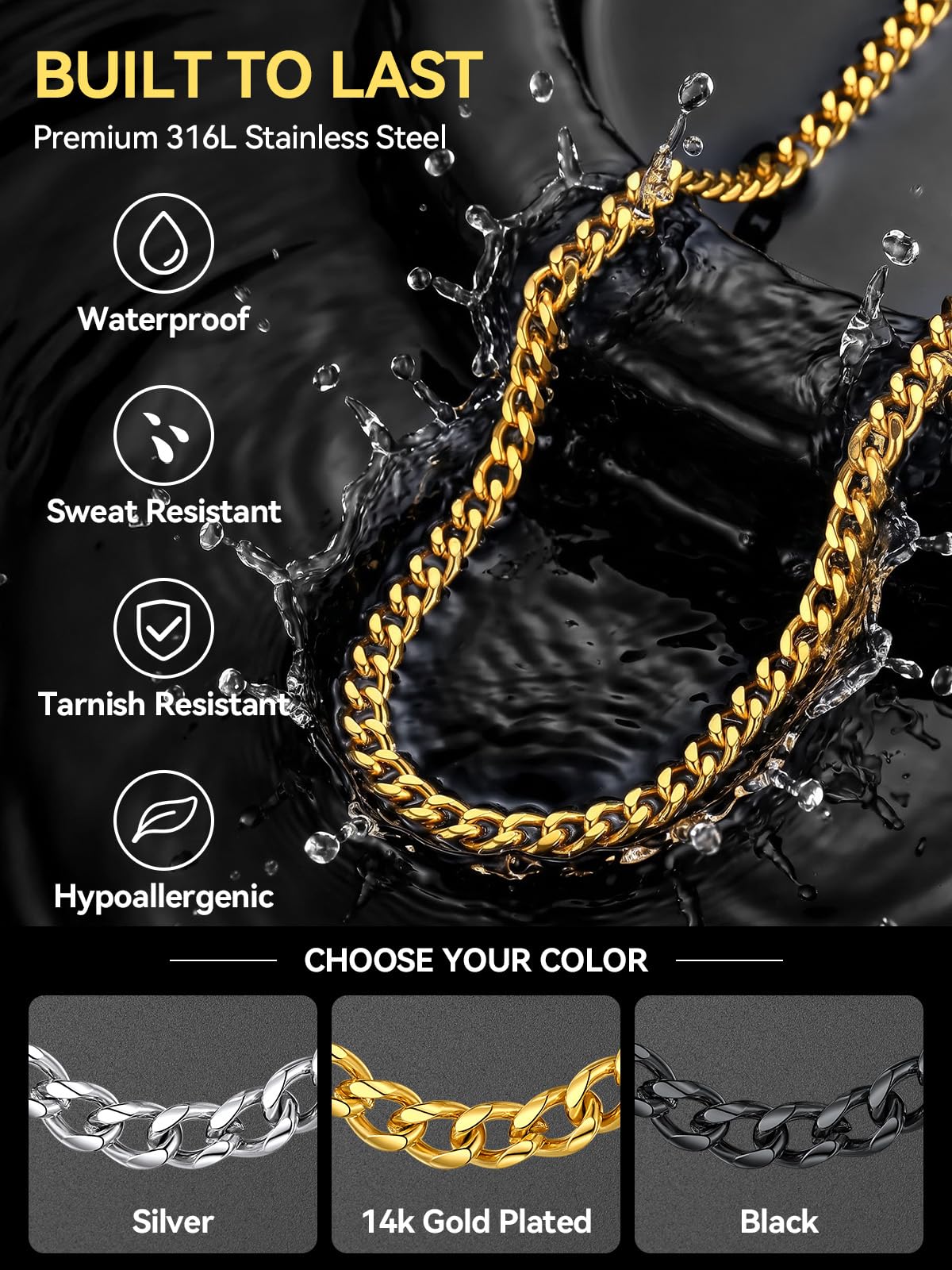 Stainless Steel Cuban Link Chain Necklace G52853