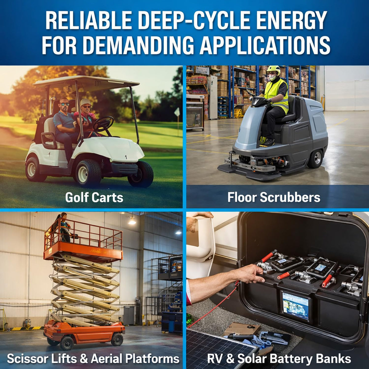 6V 210AH Dual Terminal SLA Deep Cycle Battery 4 Pack A267