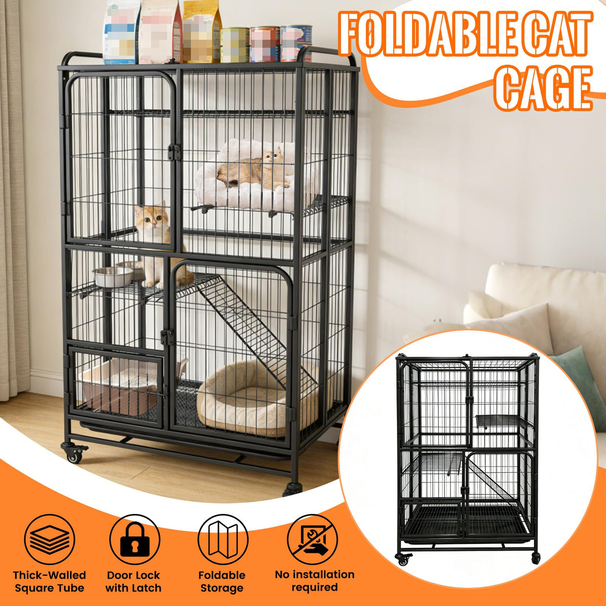Collapsible Metal Wire Cat Cage Z702567