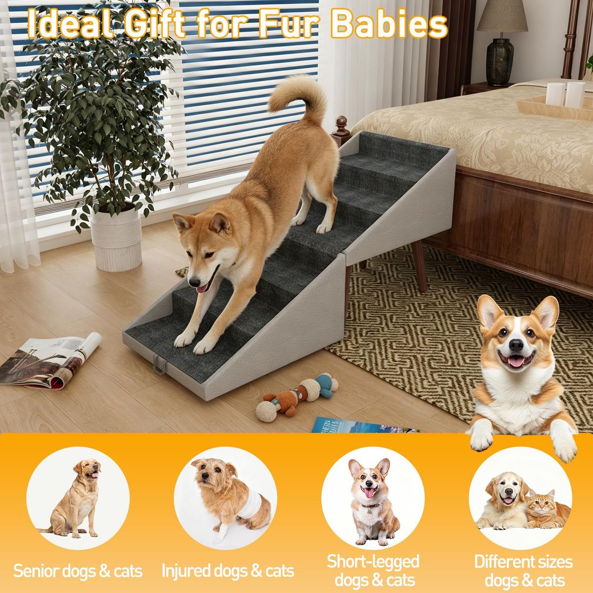 2-in-1 Foldable Dog Stairs and Ramp N45029