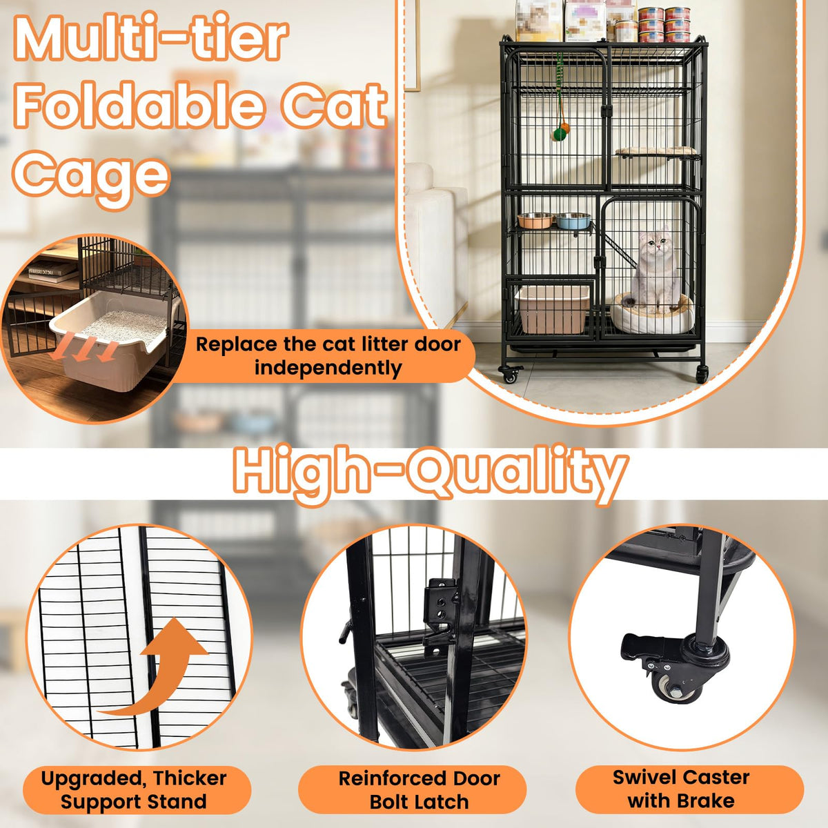 Collapsible Metal Wire Cat Cage Z702567