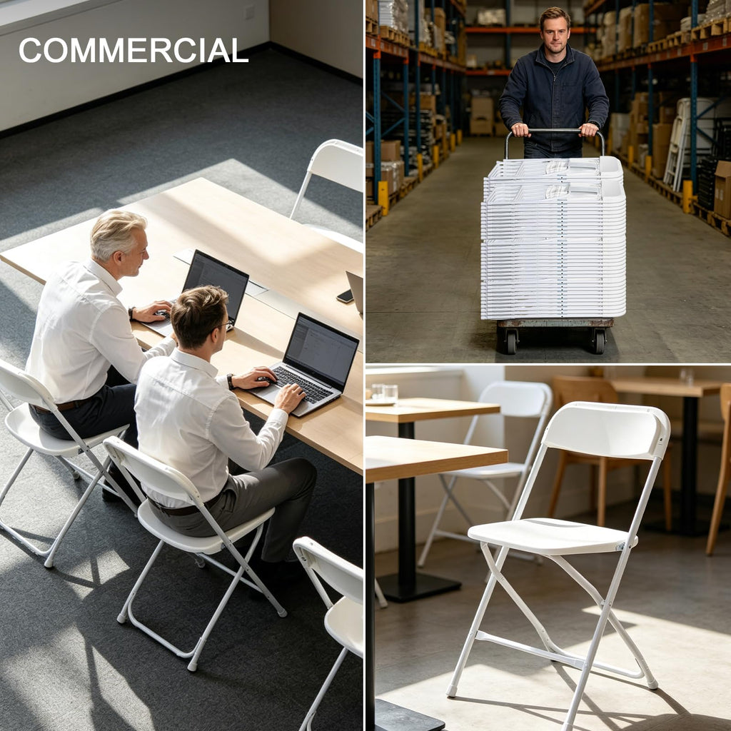 White 10 Pack Folding Chairs with Steel Frame B7251