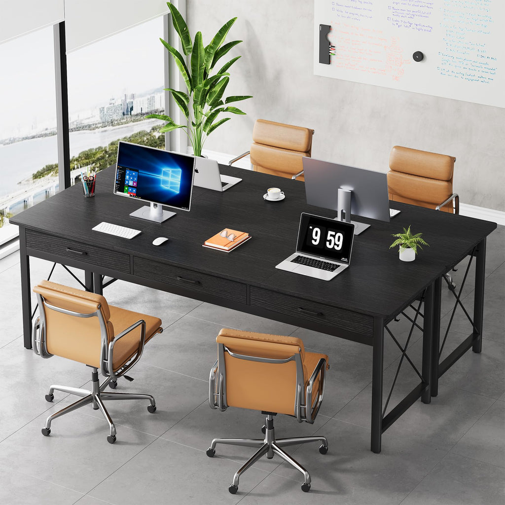 78.7 inch Black Computer Desk with 3 Drawers S3355