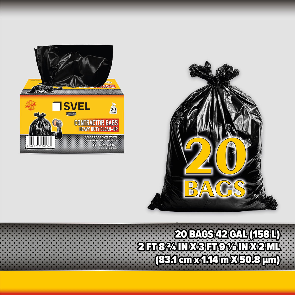 Heavy Duty 42 Gallons 2 Mil Trash Bag D36111