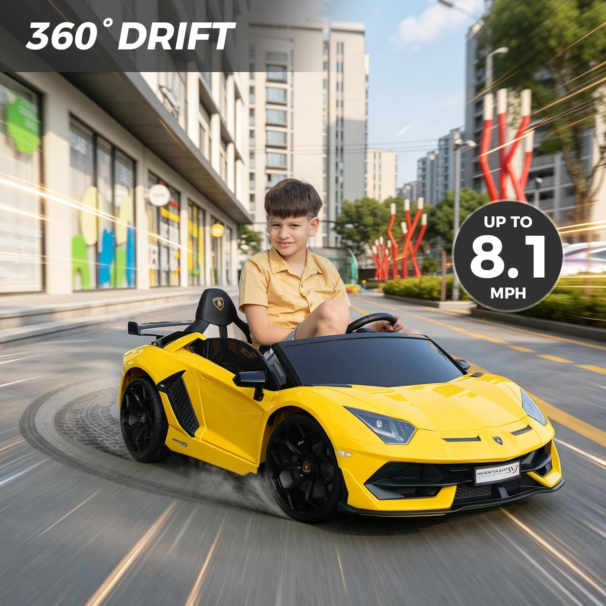 2-Seater Kids Ride on Car, 24V Electric Vehicle, Yellow Q967277