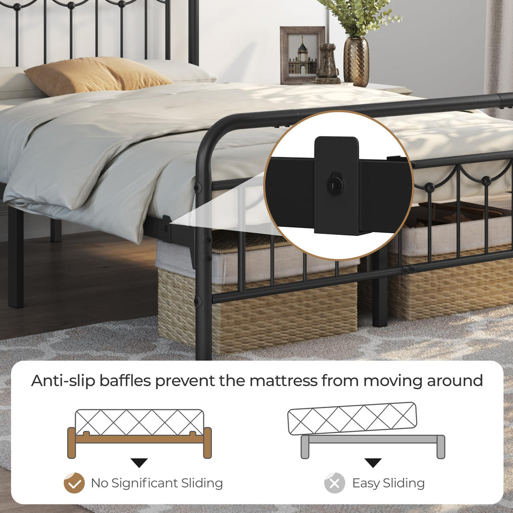 Black Metal Bed Frame with Spindle Headboard K841
