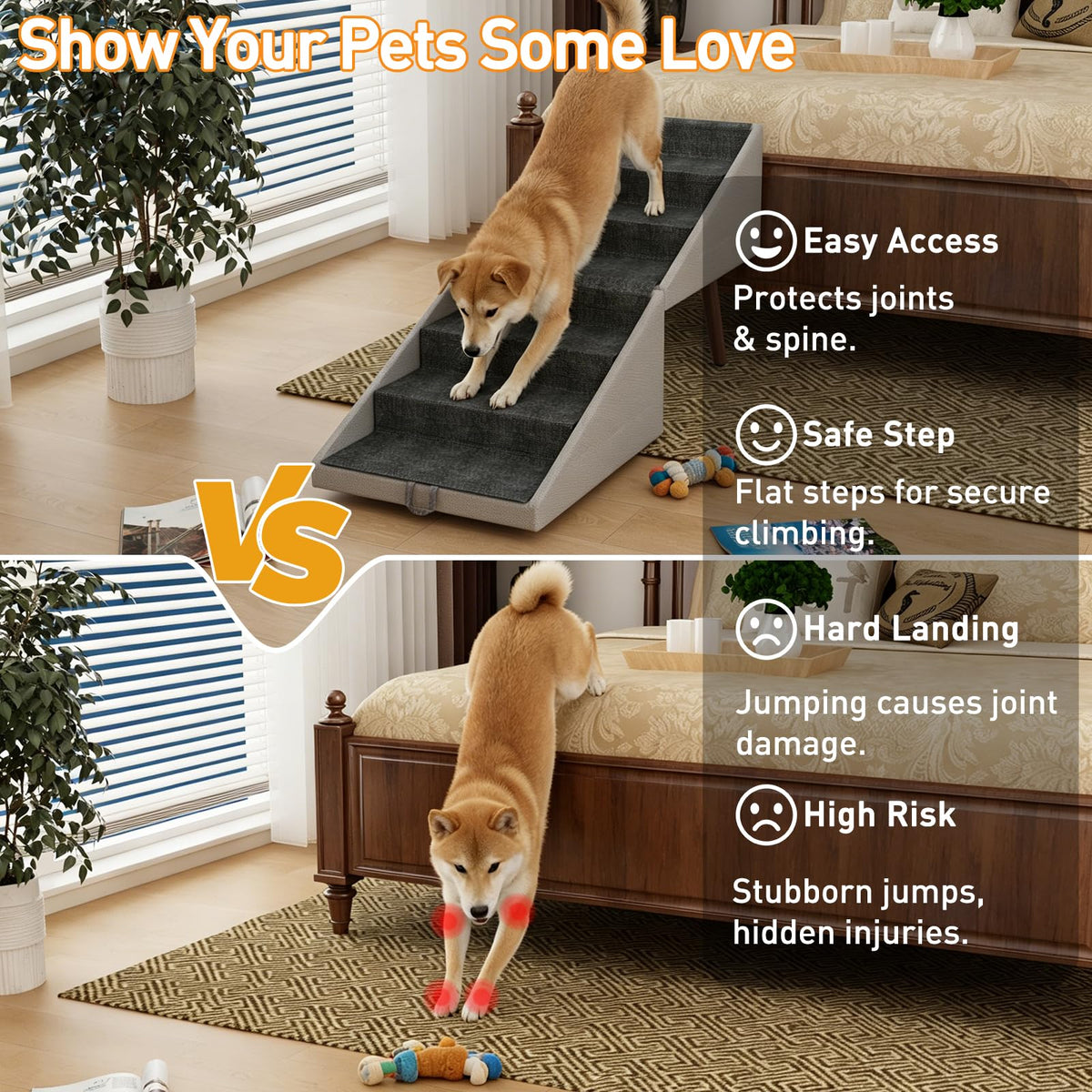 2-in-1 Foldable Dog Stairs and Ramp N45029