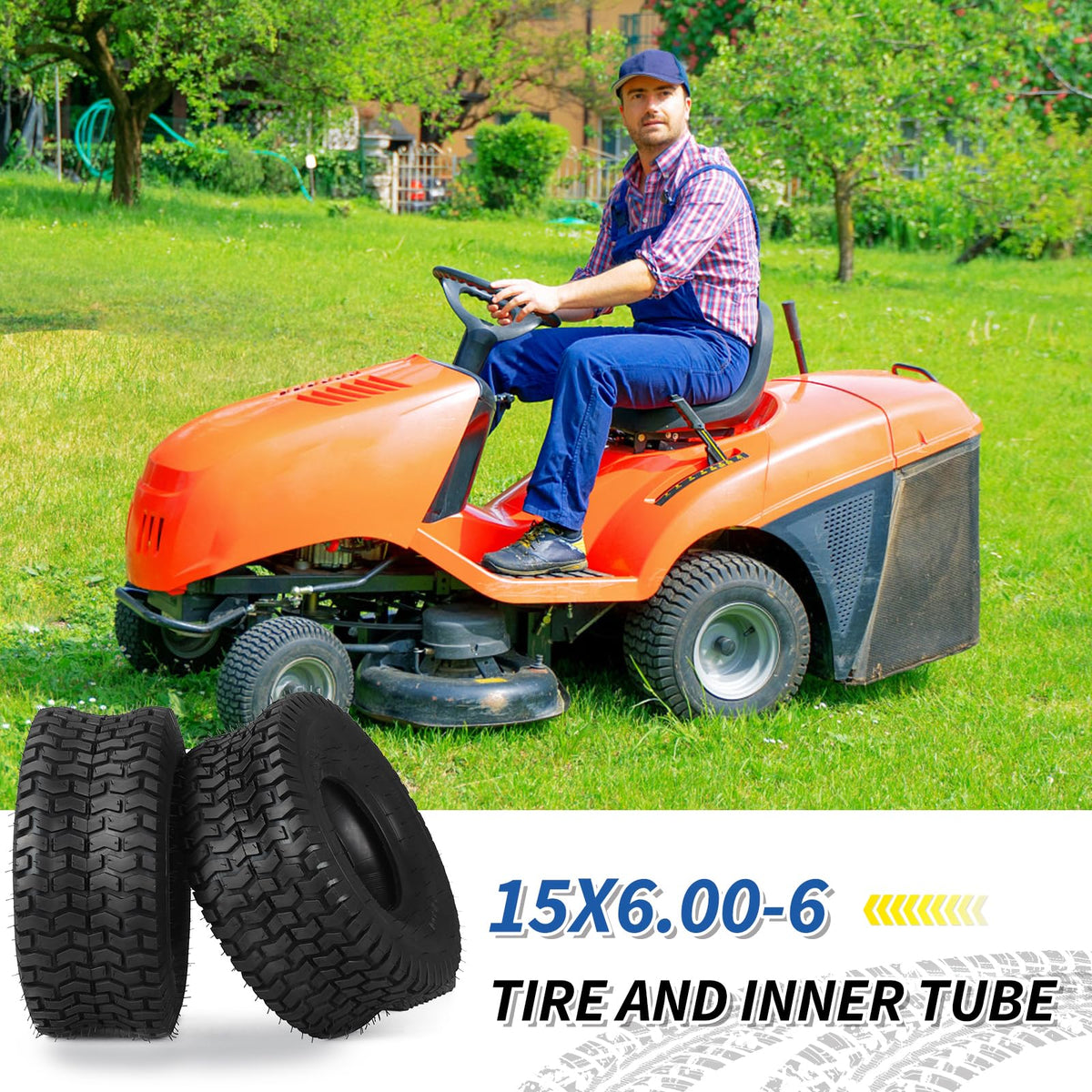 15x6.00-6 Tire and Inner Tube Set, 2 Pack O828