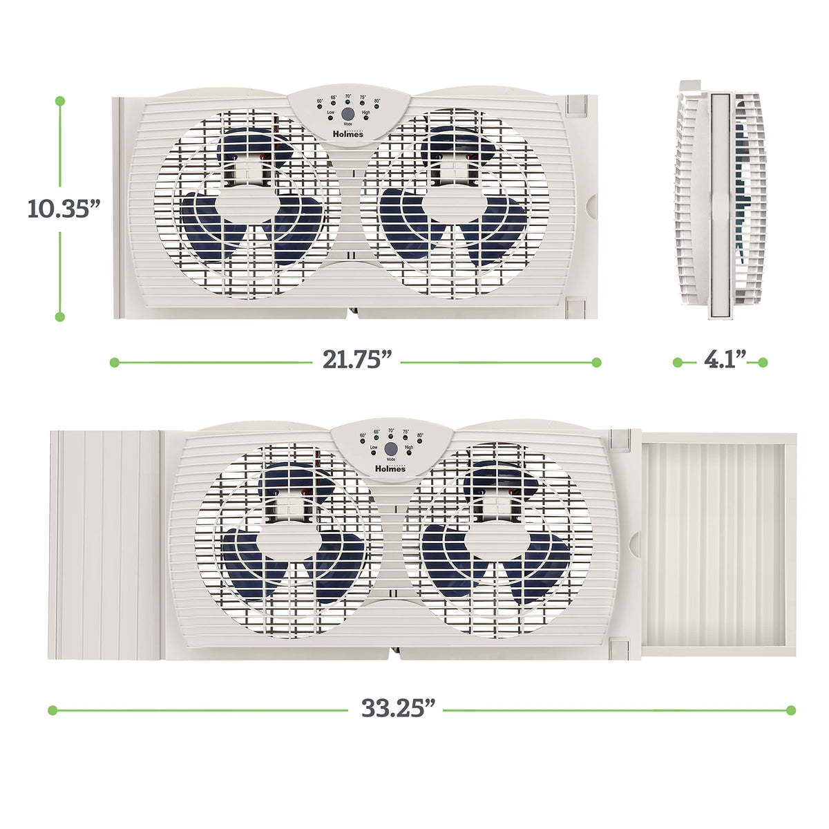 White Dual Blade Digital Window Fan with Programmable Thermostat Control R731