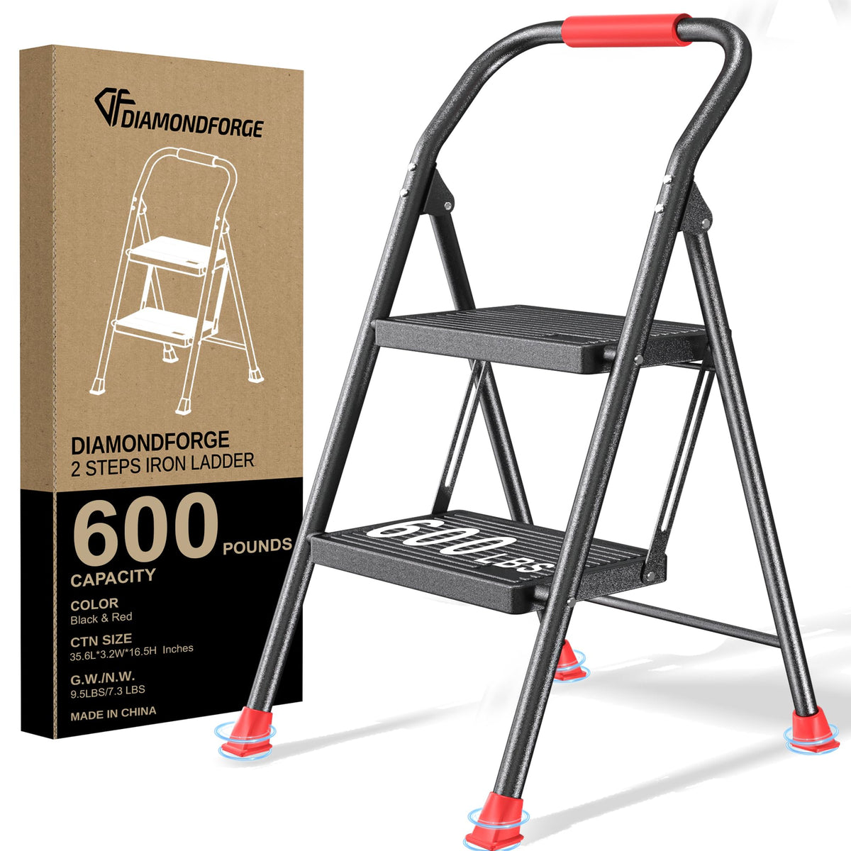 Foldable Step Ladder with Handrails W501