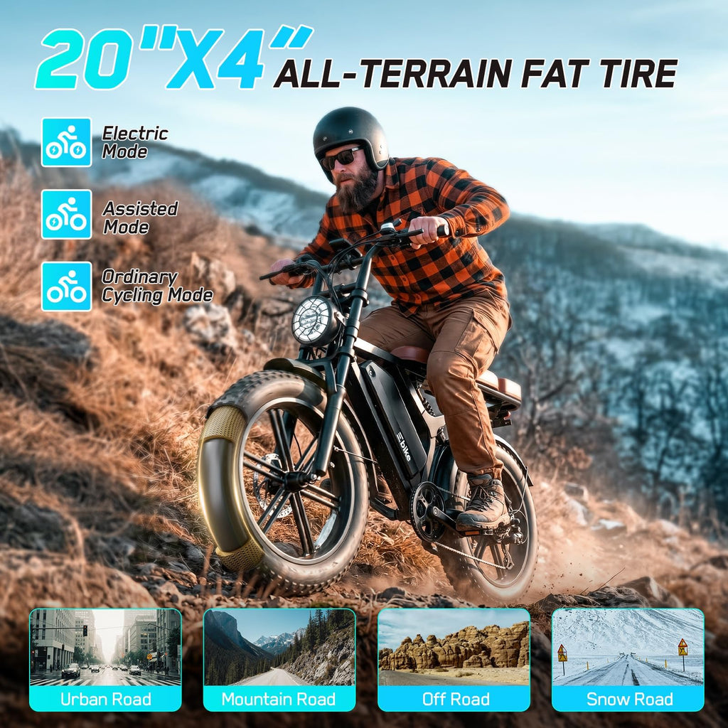 Electric Bike 48V 15 Ah Battery 2000W Peak Motor 28MPH U64976