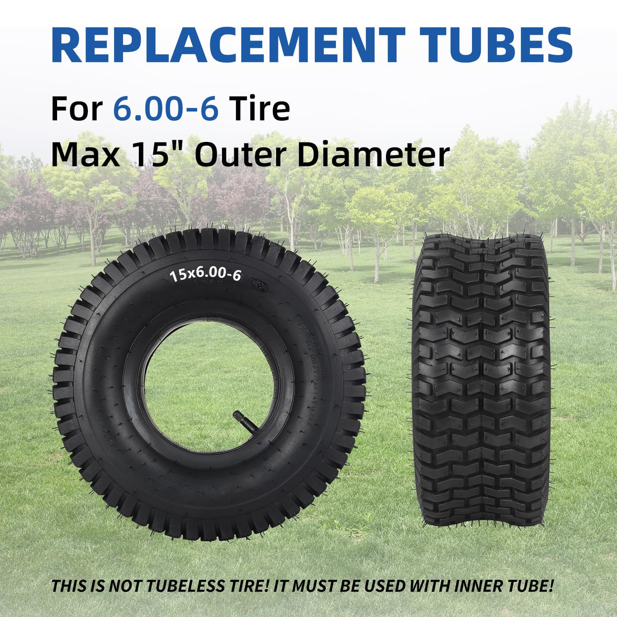 15x6.00-6 Tire and Inner Tube Set, 2 Pack O828