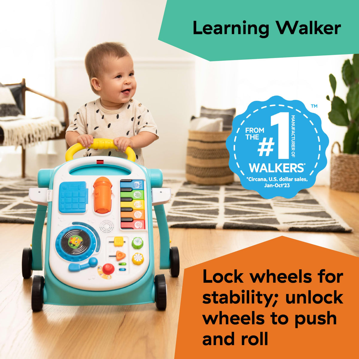 4-in-1 Push Walker Activity Center Toddler Table Floor Toy T3996