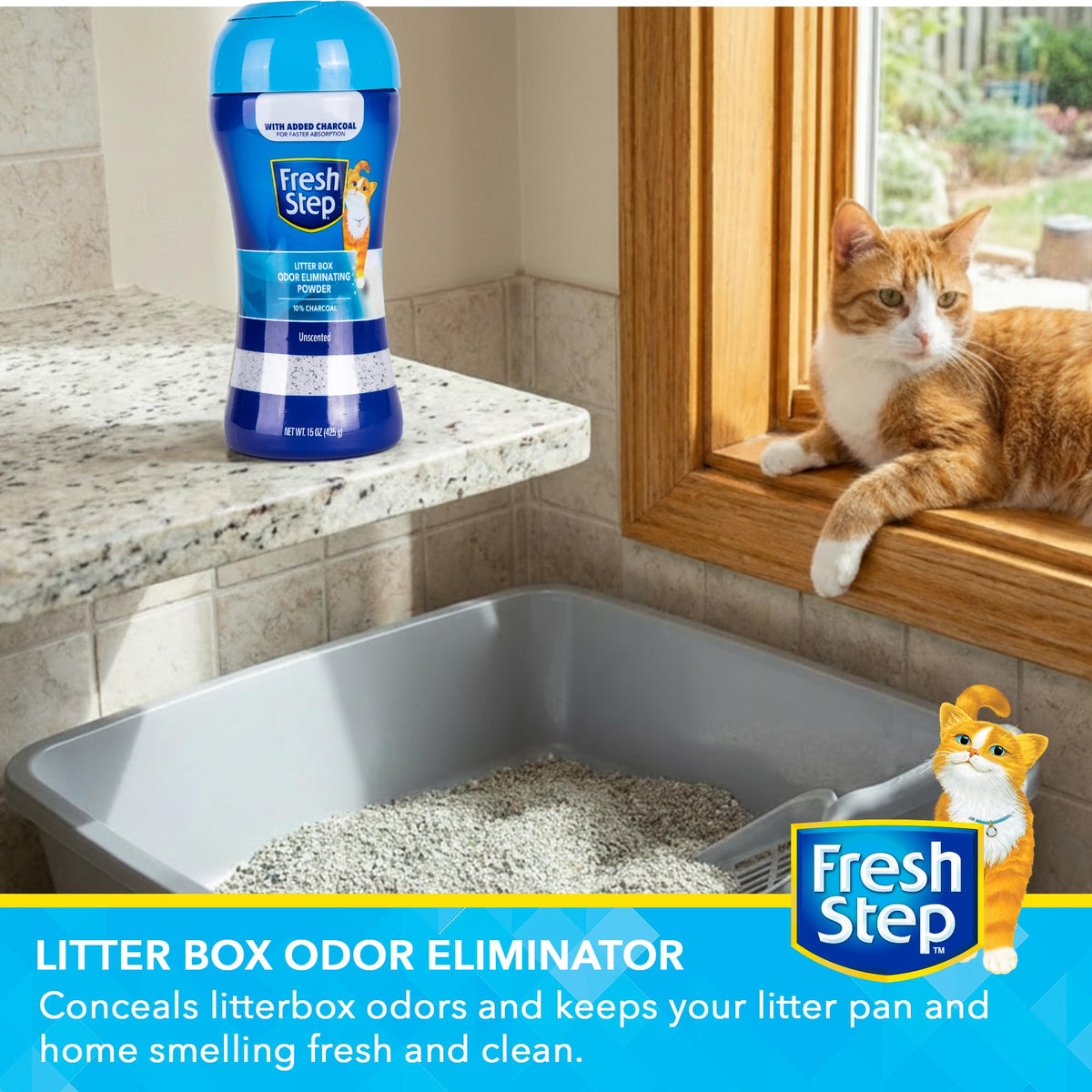 Charcoal Odor Eliminating Cat Litter Box Powder, 15 Oz, 2-Pack R3933