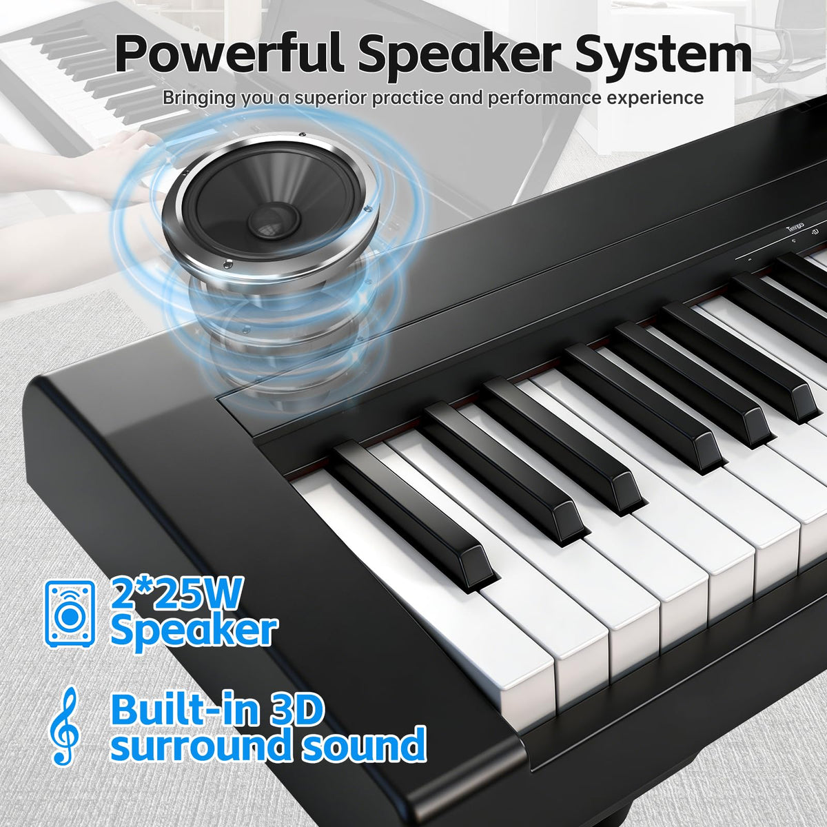 88 Key Weighted Digital Piano with Graded Hammer Action S838