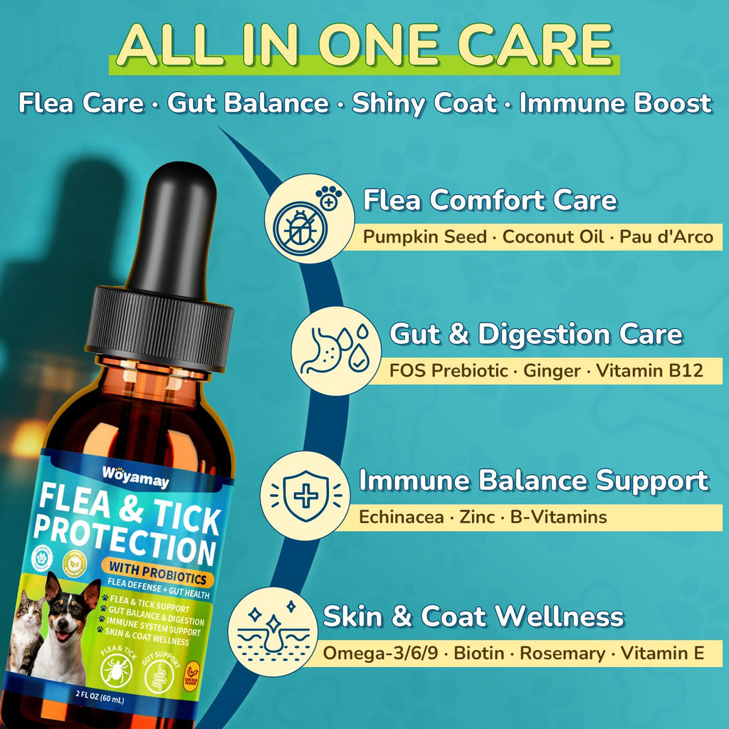Flea and Tick Prevention Drops with Probiotics H881
