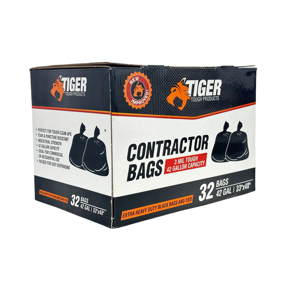 42 Gallon 3 Mil Heavy Duty Black Trash Bags K51718