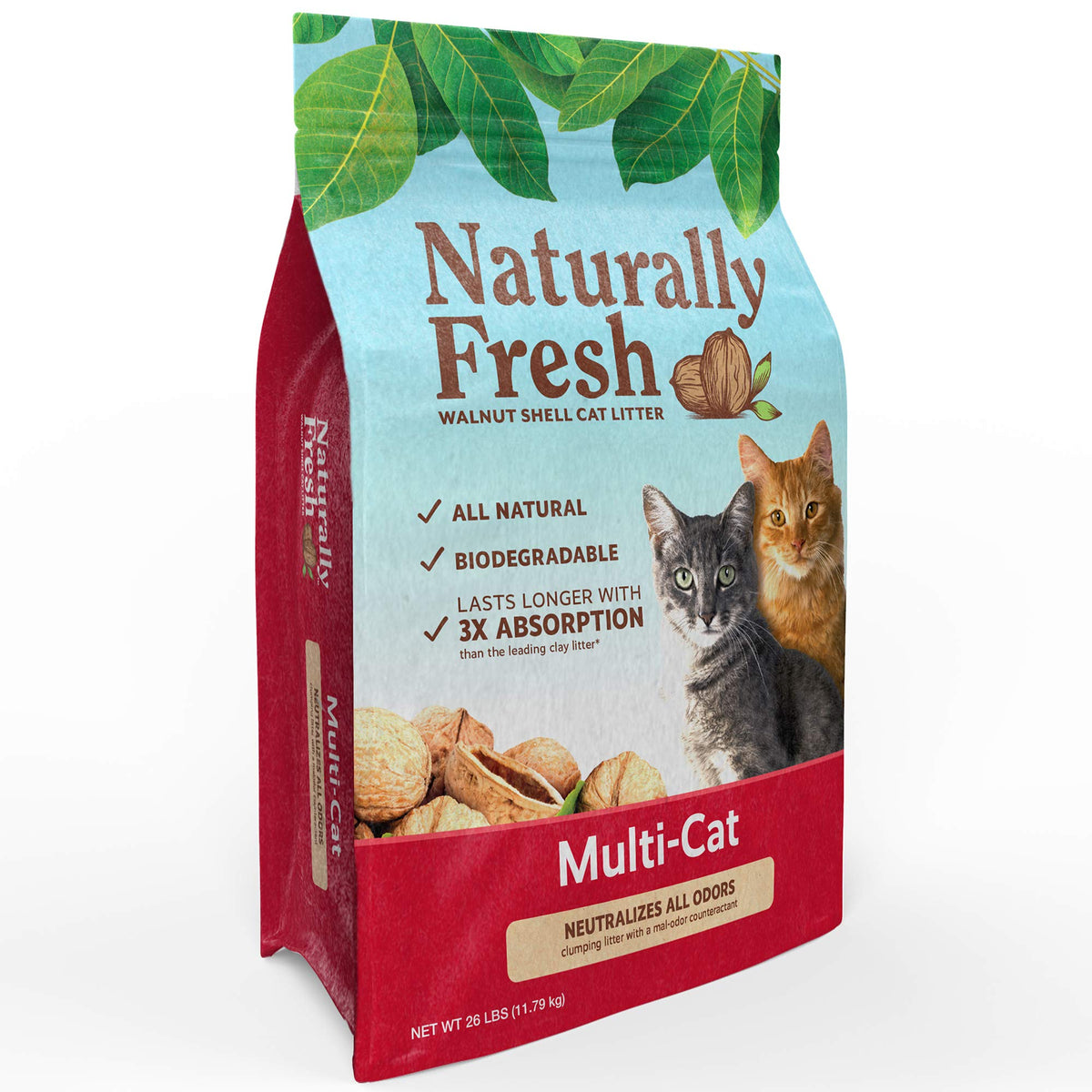 Unscented Walnut Shell Cat Litter 26 Lbs F373590